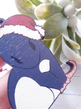 Load image into Gallery viewer, Dark Blue Rat - Wood 2.5" Ornament Charm