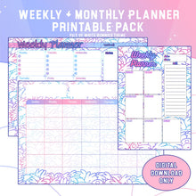 Load image into Gallery viewer, Bunnies Weekly Planner + Monthly Planner - Print At Home
