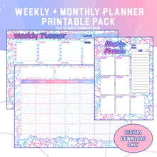 Load image into Gallery viewer, Bunnies Weekly Planner + Monthly Planner - Print At Home