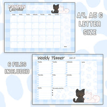 Load image into Gallery viewer, Couple Cats Weekly Planner + Monthly Planner - Print At Home
