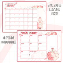Load image into Gallery viewer, Pink Kitsune Weekly Planner + Monthly Planner - Print At Home
