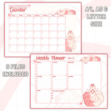 Load image into Gallery viewer, Pink Kitsune Weekly Planner + Monthly Planner - Print At Home