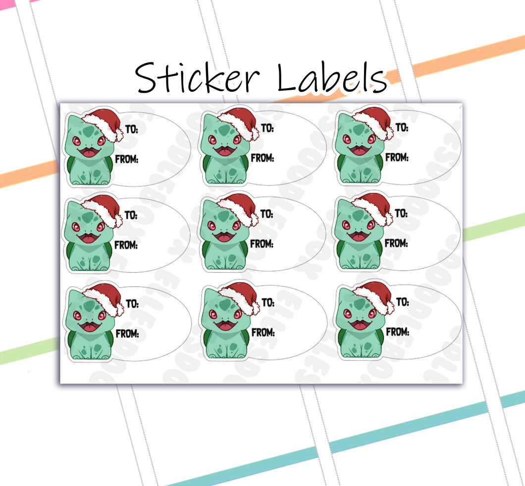 Bulb asaur / Christmas Present Labels / Gift Label