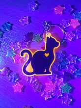 Load image into Gallery viewer, Black Cat 2 in Orange UV Acrylic Charm
