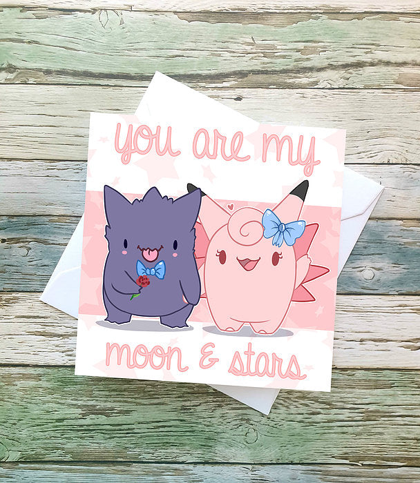 Gengar / Clefable Valentines Card – Ellesdoodlebox