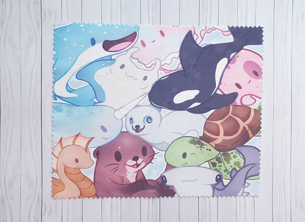 Sea Creatures / Lens Cleaning Cloth - for glasses & screens / Microf