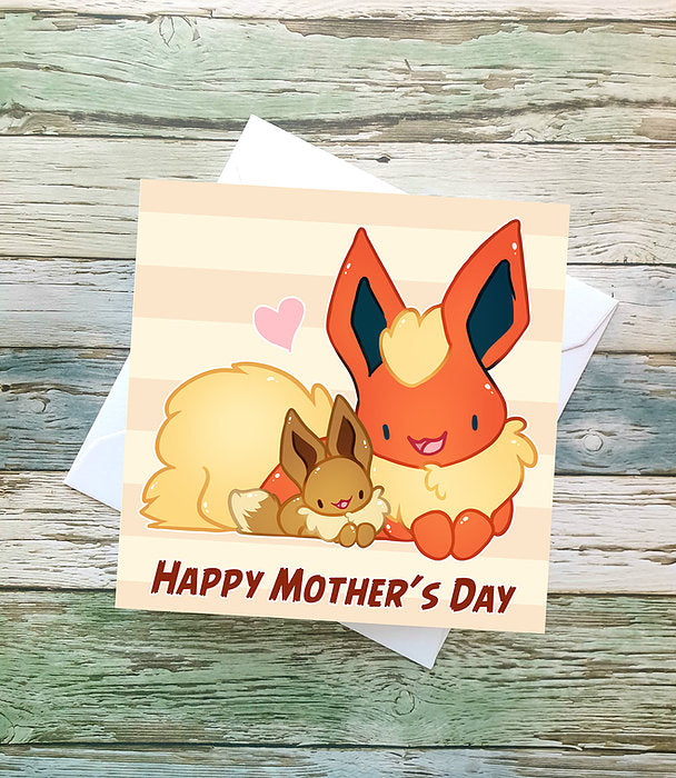 Flareon & Eevee Mothers Card – Ellesdoodlebox