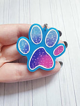 Load image into Gallery viewer, Galaxy Paw 2in Blue Acrylic Charm