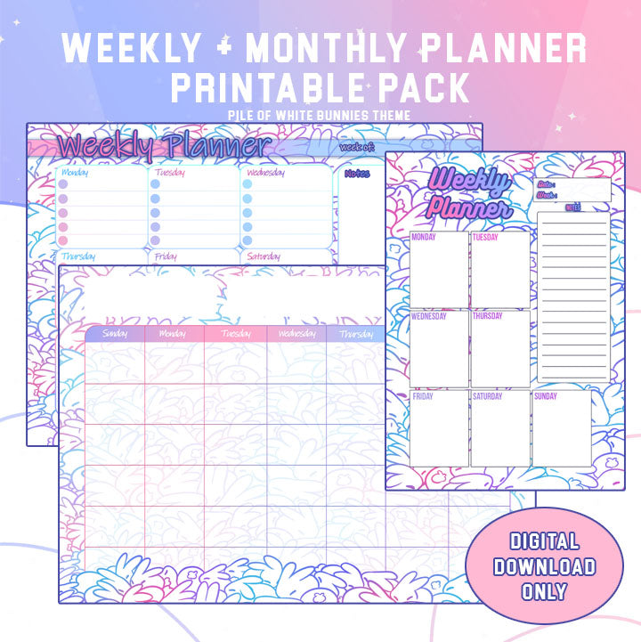 Bunnies Weekly Planner + Monthly Planner - Print At Home