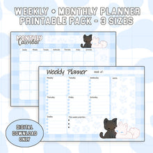 Load image into Gallery viewer, Couple Cats Weekly Planner + Monthly Planner - Print At Home
