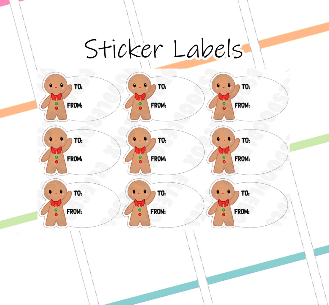 Gingerbread Man / Christmas Present Labels / Gift Label