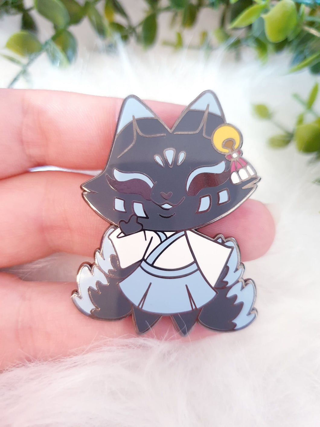 Kitsune Blue Enamel Pin