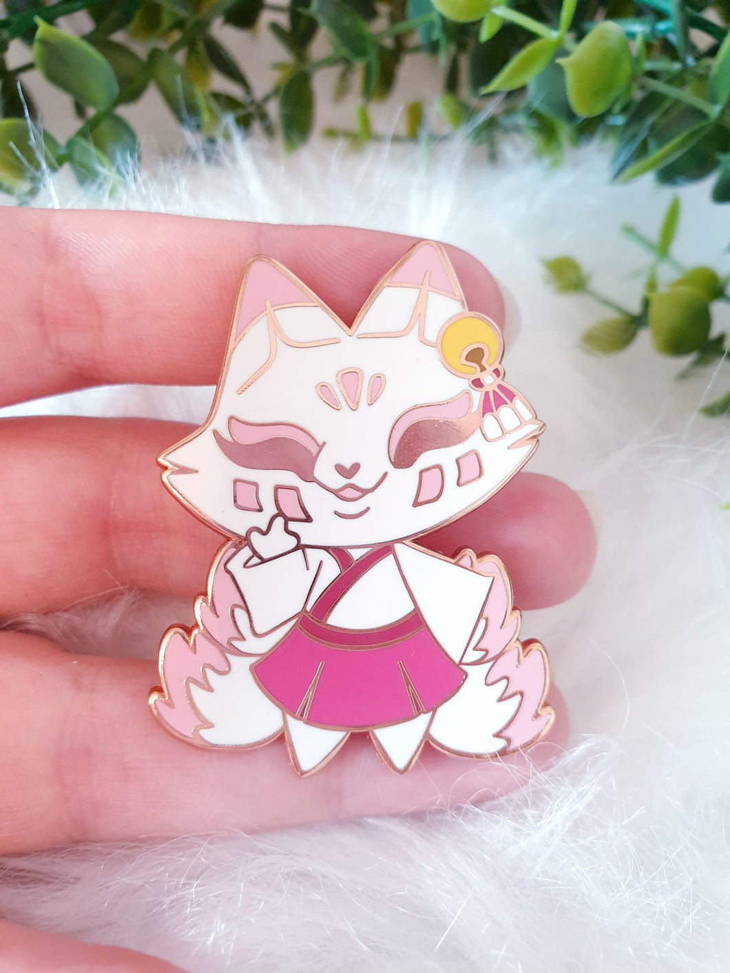 Kitsune Pink Enamel Pin