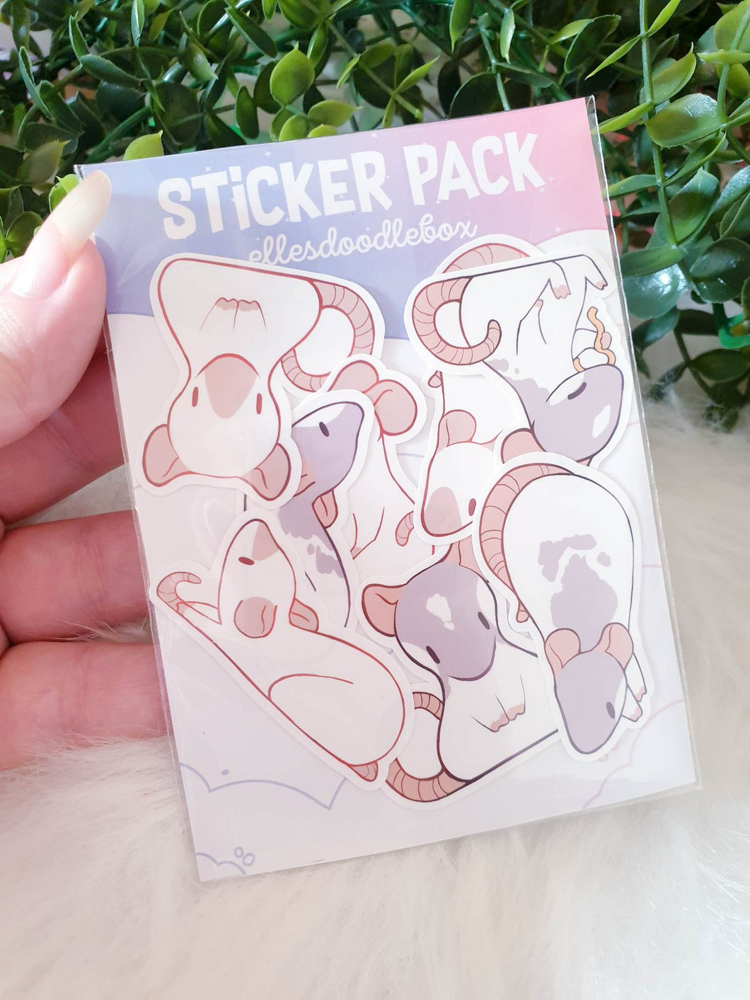 Rats Cream/Light Grey Sticker Pack