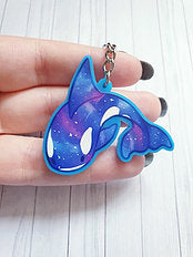 Galaxy Orca 2in Blue Acrylic Charm