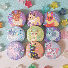 Load image into Gallery viewer, Glitter Eeveelution Button Badges
