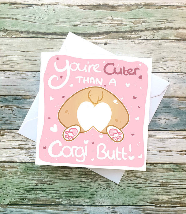 Corgi Butt Valentines Card
