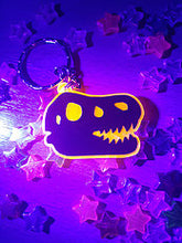 Load image into Gallery viewer, Dinosaur / TRex Head Skeleton 2in Orange UV Acrylic Charm
