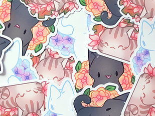Cat Flower Stickers