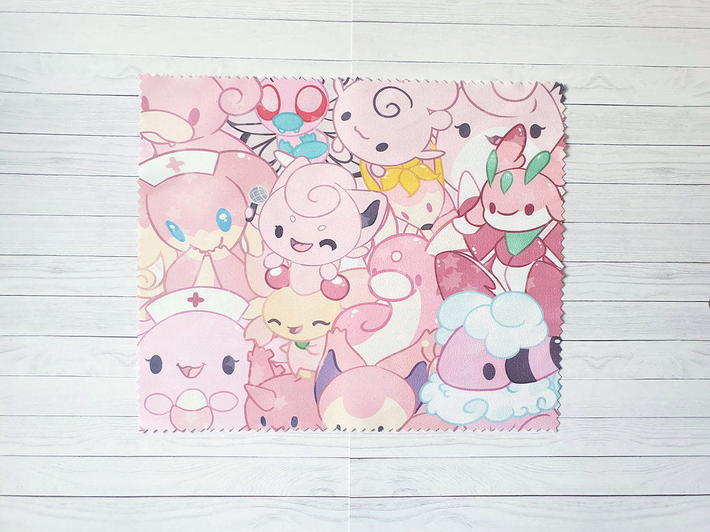Pink P o k e Lens Cleaning Cloth - for glasses and screens