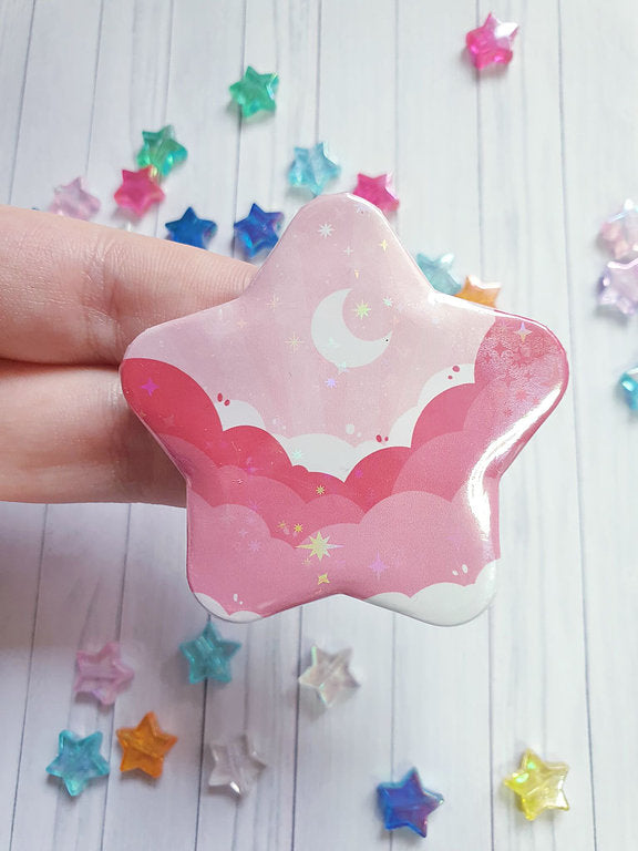 Holographic Pink Cloud Star Badge