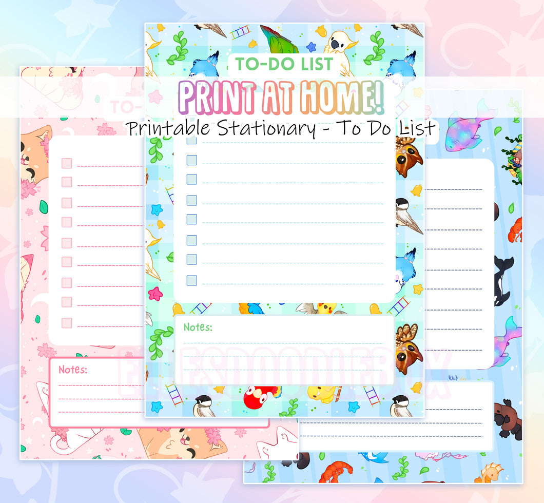 Animal To do List - Digital Stationary Set